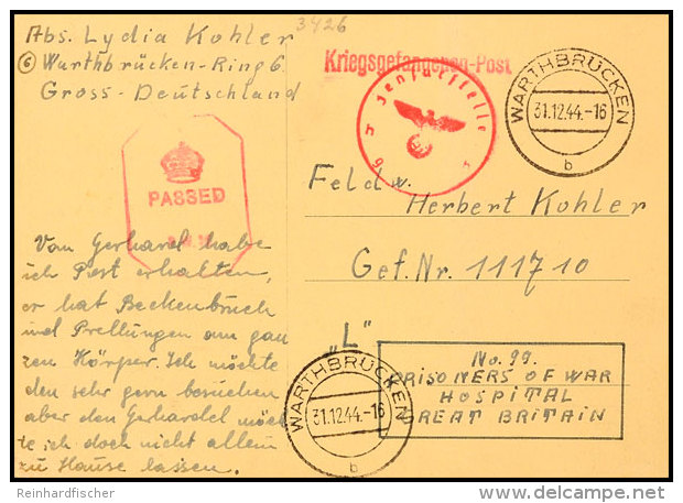 Kriegsgefangenenpost 1944, Dreiteilige Korrespondenz Ab Warthbr&uuml;cken (Wartheland) 6.11., 20.11. Und 31.12.44... - Sonstige & Ohne Zuordnung