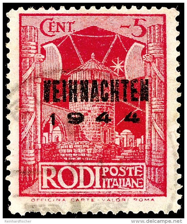 Rhodos, Weihnachtsmarke, Seltenste Aufdrucktype IV, Bedarfsst&uuml;ck Mit Feldposttagesstempel "FELDPOST B 18.1.45"... - Other & Unclassified