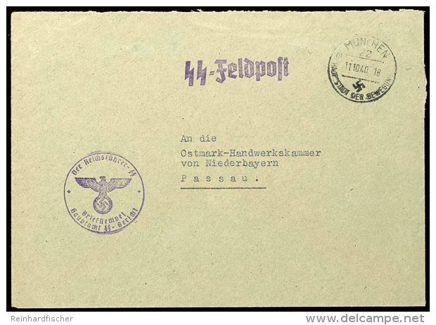 Briefstpl. "Der Reichsf&uuml;hrer - SS / Hauptamt SS-Gericht" Auf Feldpostbrief Mit Aufgabestpl. M&Uuml;NCHEN Vom... - Other & Unclassified