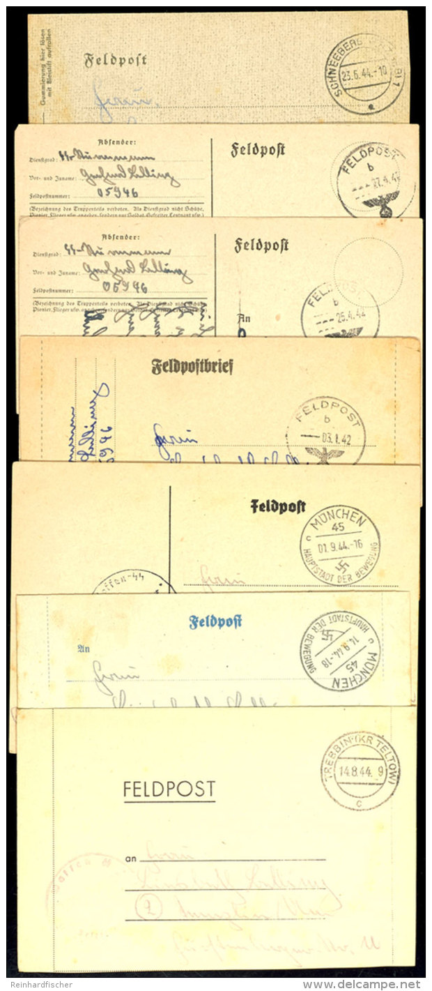 1944, SS-Feldpost-Korrespondenz Mit 7 Karten Und Faltbriefen, Dabei Briefstempel Der SS-Flak. Ausb. Und Ers. Regt.... - Other & Unclassified