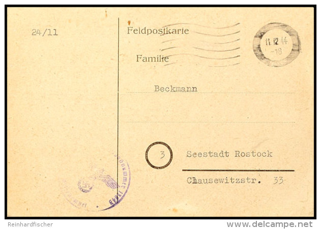 1944, Funknachrichtenkarte "La Rochelle", Gebraucht Mit Amtiertem Maschinenstempel Vom 11.12.44 Und Briefstempel... - Sonstige & Ohne Zuordnung