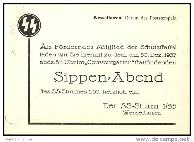 1942 (?), Frankierte Vordruck-Drucksachenkarte Im Ortsverkehr Mit Text "SS.....Sippen-Abend...Der SS-Sturm 1/53... - Sonstige & Ohne Zuordnung