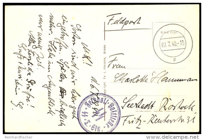 1940, "SS-Feldpost-Poststelle SS- I.Sta.", Briefstempel Auf Foto-Ansichtskarte "Kazernes Te Assen" Mit Aptiertem... - Sonstige & Ohne Zuordnung