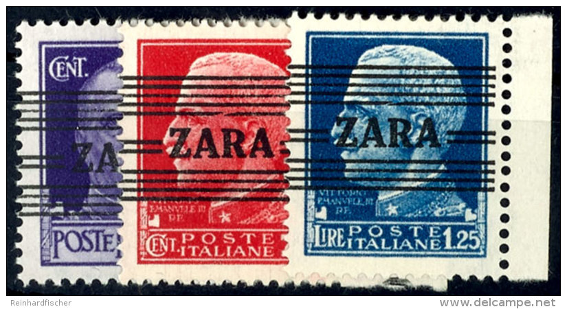 50 Cent Bis 1,25 Lire Freimarken Mit Aufdruck "Zara" In Type I, Tadellos Postfrisch, Unsigniert, Fotobefund Brunel... - German Occ.: Zara