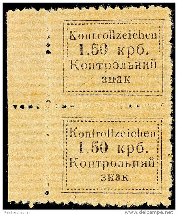 1,50 Krb. Freimarke Im Senkrechten Paar Vom Linken Bogenrand (Druckfeld 6 Und 11), Die Obere Marke In Type X Und... - Other & Unclassified