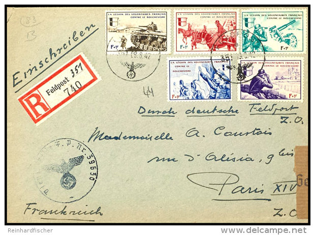 1942, Portofreier Einschreibe-Feldpostbrief Eines Angeh&ouml;rigen Der Legion Vom 9.8.1942 (Feldpoststempel 351... - Sonstige & Ohne Zuordnung
