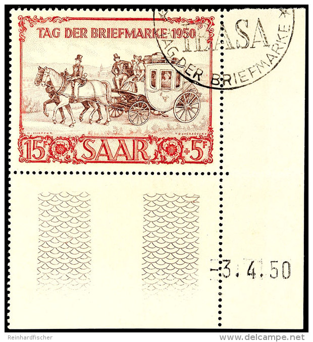 15 Fr. "Ibasa - Tag Der Briefmarke 1950", Eckrand Unten Rechts (gefaltet) Mit Druckdatum -3.4.50", Gestempelt Mit... - Sonstige & Ohne Zuordnung