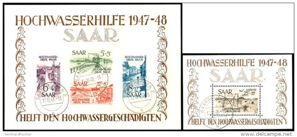 Blockausgabe "Hochwasserhilfe 1948",  Blockpaar In Gestempelter Erhaltung, Block 1 In Type II, Block 2 In Type I... - Sonstige & Ohne Zuordnung