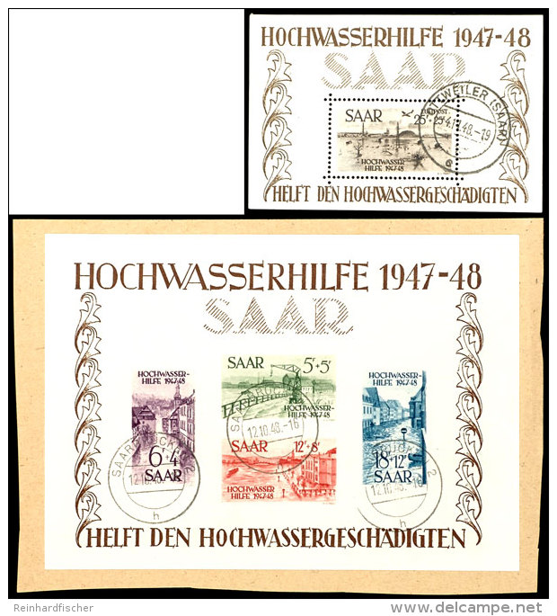 Blockausgabe "Hochwasserhilfe 1948", Blockpaar In Tadellos Gestempelter Erhaltung, Block 1 In Type II, Block 2 In... - Sonstige & Ohne Zuordnung