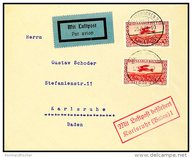 50 Cent Flugpost (Erstauflage 1928) Zwei Werte Als Portogerechte Mehrfachfrankatur, Jede Marke Mit Plattenfehler... - Other & Unclassified