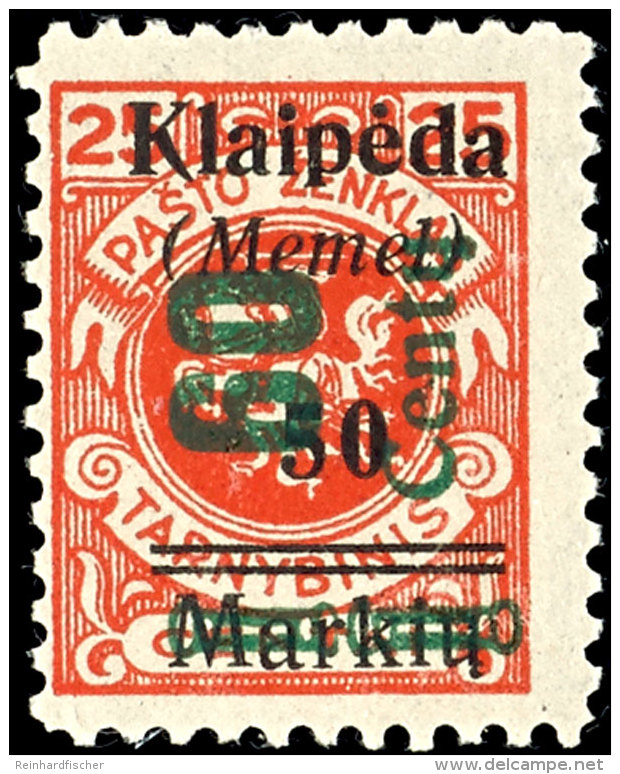 1923, 60c. Auf 50 M. Auf 25c. Tadellos Postfrisch, Gepr. Dr. Petersen BPP, Mi. 550,--, Katalog: 233 **1923,... - Memelgebiet 1923