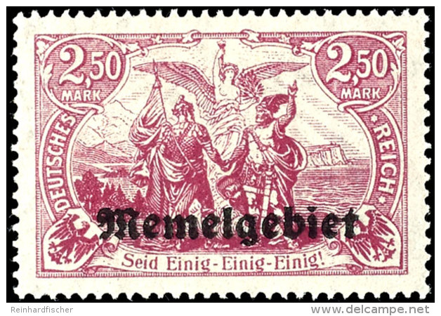 2,50 Mark Deutsches Reich Mit Aufdruck "Memelgebiet", Br&auml;unlichlila, Tadellos Postfrisch, Gepr. Dr. Petersen... - Memelgebiet 1923