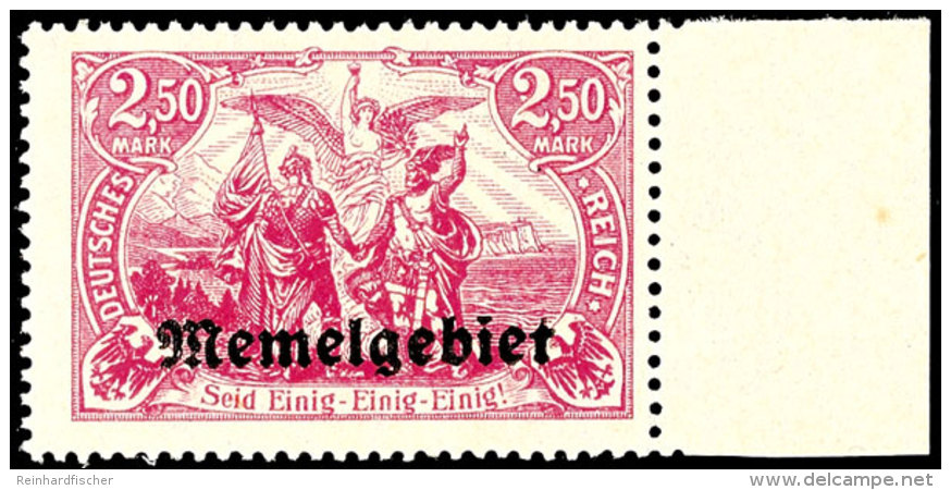 2.50 Mark In B-Farbe Tadellos Postfrisch, Tiefst Gepr. Klein BPP, Mi. 1000,-, Katalog: 13b **2. 50 Mark In... - Memelgebiet 1923