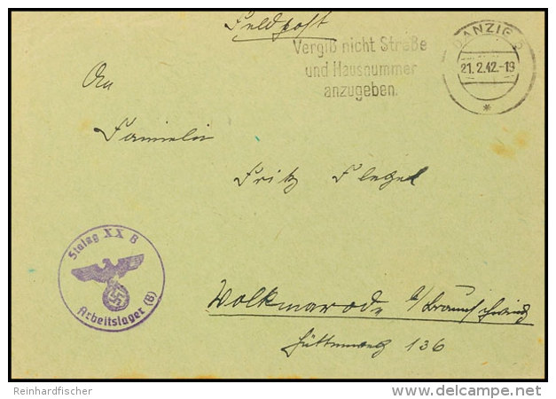 Arbeitslager Stalag XX B, Briefstempel Auf Feldpostbrief Ab Danzig 21.2.42 Nach Braunschweig  BFLabor Camp... - Sonstige & Ohne Zuordnung