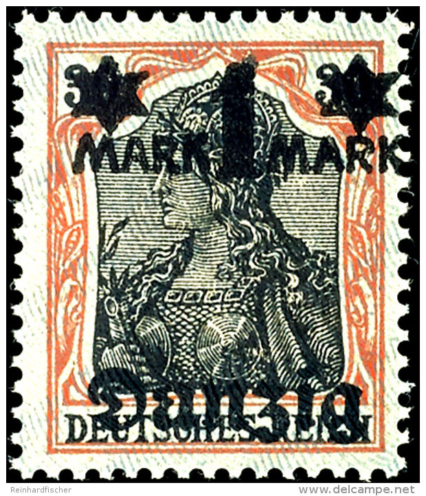 1 Mark Auf 30 Pf. Mit Doppeltem Netzunterdruck Tadellos Postfrisch, Gepr. Tworek BPP, Mi. 350,-, Katalog: 26III... - Other & Unclassified