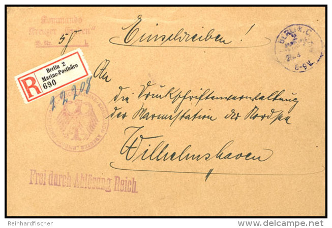 1927, R-Dienstbrief Vom Kreuzer Emden &uuml;ber Berlin Mit Violettem Stempel BERLIN C2 MARINE-POSTBUREAU 25.4.27... - Sonstige & Ohne Zuordnung