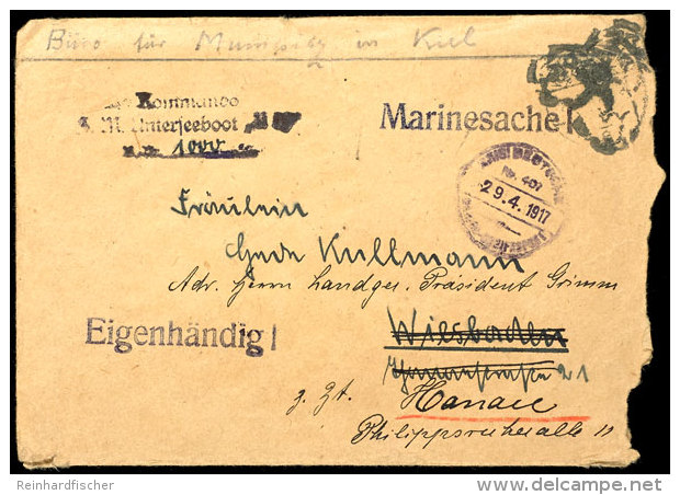 "MSP Nr. 497 29.4.1917", Gummistempel Klar Auf Dienstbrief Vom U-Boot 59 Mit Kommando-Stempel Und R&uuml;ckseitig... - Other & Unclassified