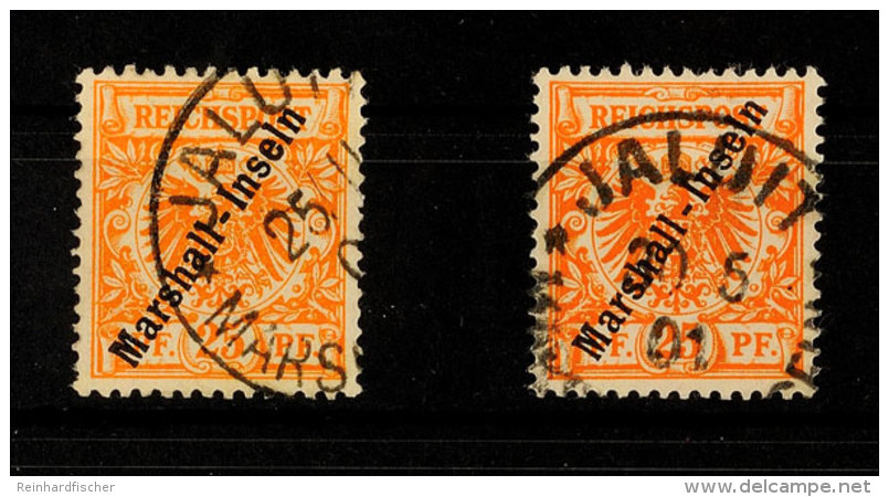 25 Pf. In A- Und B-Farbe Je Tadellos Gestempelt, Tiefst Gepr. Dr. Lantelme BPP, Mi. 120,-, Katalog: 11a+b O25... - Marshall-Inseln