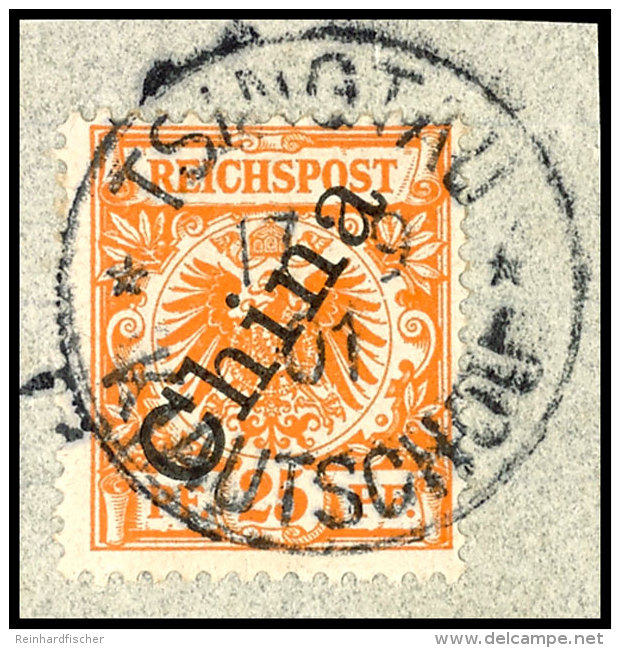 25 Pf. Gelblichorange A. Tadellosem Briefst&uuml;ck, Sign. Starauschek, Katalog: M5IIb BS25 Pf. Yellowish... - Kiauchau