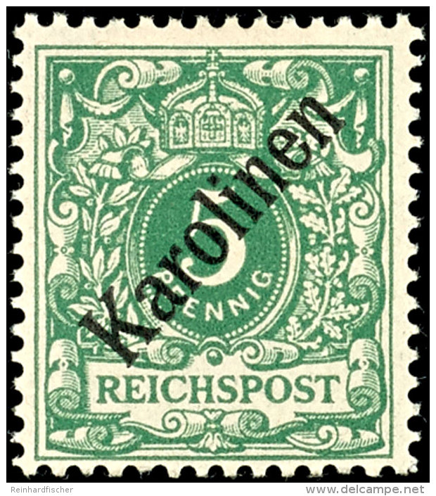 1899, 5 Pf. Mit Sauberem Falzrest, Aktuelles Fotoattest Steuer BPP "einwandfrei", Mi. 750,-- Attest/Certificate:... - Karolinen