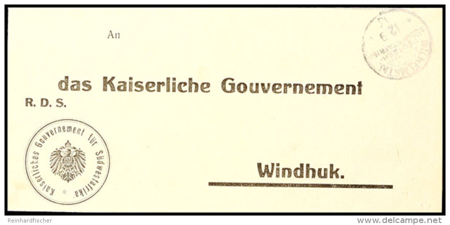 WILHELMSTAL 12.9 13 Klar Auf Dienstbrief (Meterologische Beobachtungen) Nach Windhuk Mit Ank.stpl. ... - German South West Africa