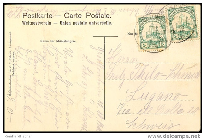 ARAHOAB 4.12 11, Je Auf Postkarte (senkr. Bug) Mit 2mal 5 Pf. Kaiseryacht Nach Lugano/Schweiz, Katalog: 25(2)... - German South West Africa