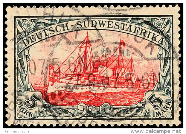 5 Mark Kaiseryacht Mit Wasserzeichen Gestempelt, Zahnfehler, Mi. 370.-, Katalog: 32Aa O5 Mark Imperial Yacht... - Deutsch-Südwestafrika