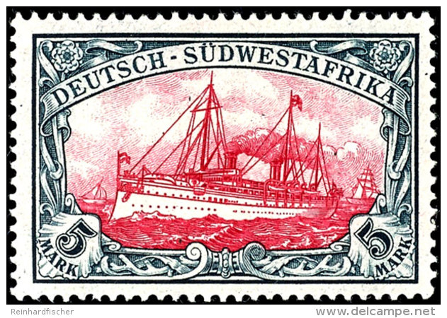 5 Mark Kaiseryacht Tadellos Ungebraucht Mit Vollem Originalgummi Und Sauberer Kleiner Falzspur, Mi. 240,--,... - German South West Africa