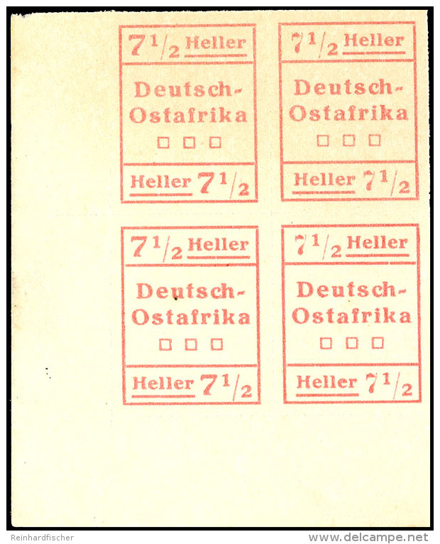 WUGA 7 1/2 Heller, Viererblock Aus Der Linken Unteren Bogenecke Tadellos Ungebraucht, Bestehend Aus Zwei... - Deutsch-Ostafrika