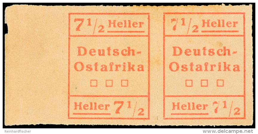 WUGA 7 1/2 H Waag. Typenpaar Vom Linken Bogenrand, Mi. 180.-, Katalog: IVW1 OGEmergency Issue Of Three Stamp... - German East Africa