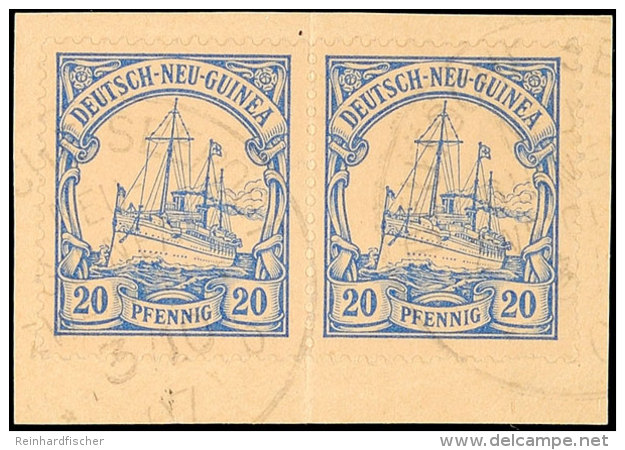 DEUTSCHE SEEPOST NEU-GUINEA-ZWEIGLINIE B  3/10 07, Dampfer Prinz Waldemar, Wiederverwendet 2mal Auf Briefst&uuml;ck... - German New Guinea