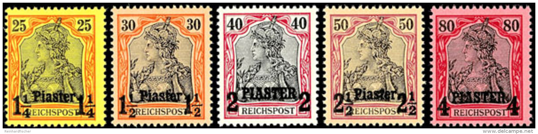1 1/4 Piaster Auf 25 Pf Bis 4 Piaster Auf 80 Pf., Amtlich Nicht Ausgegeben, Tadellos Postfrisch Und Noch... - Deutsche Post In Der Türkei