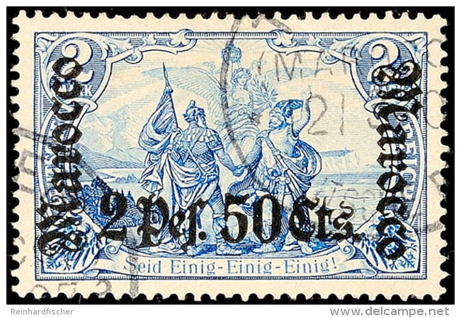 2 Pes 25 Cent Auf 2 Mark Deutsches Reich Mit Z&auml;hnung A, Tadellos Gestempelt, Altsignatur, Mi. 180.-, Katalog:... - Deutsche Post In Marokko