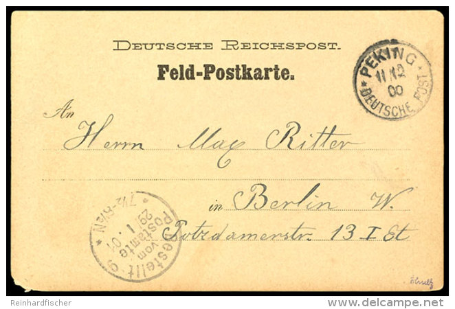 1900, Feldpost-Vordruckkarte Aus PEKING DP 11.12.00 Mit Viel Text Und Absenderangabe "...Kaiser-Palast Peking.."... - Deutsche Post In China