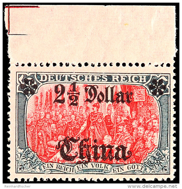 2 1/2 Dollar Auf 5 Mark Kriegsdruck Tadellos Postfrisch Vom Oberrand, Mi. 200.-, Katalog: 47IIBOR **2 + Dollar... - China (offices)