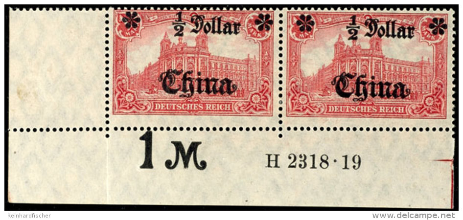 1/2 Dollar Auf 1 Mark, Waagerechtes Unterrandpaar Mit HAN A 2318.19 Tadellos Ungebraucht, Mi. 165,--, Katalog:... - Deutsche Post In China