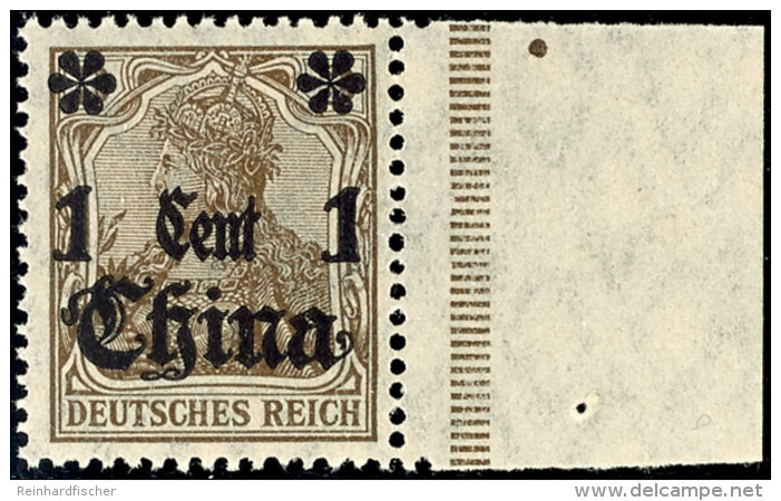 1 C Auf 3 Pf, Aufdruck Ru&szlig;ig, Tadellos Postfrisch, Tiefst Gepr. J&auml;schke-L. BPP, Mi. 140,--, Katalog:... - China (offices)