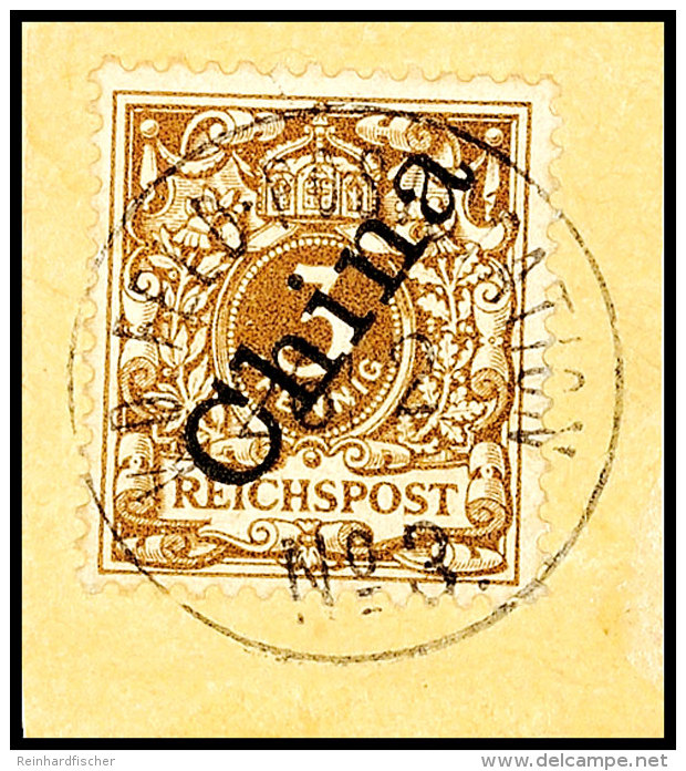 3 Pf. Steilaufdruck Olivbraun Mit Stempel KDFP No. 3 (Yangtsun) Tadellos Auf Luxus-Briefst&uuml;ck, Attestkopie... - China (offices)