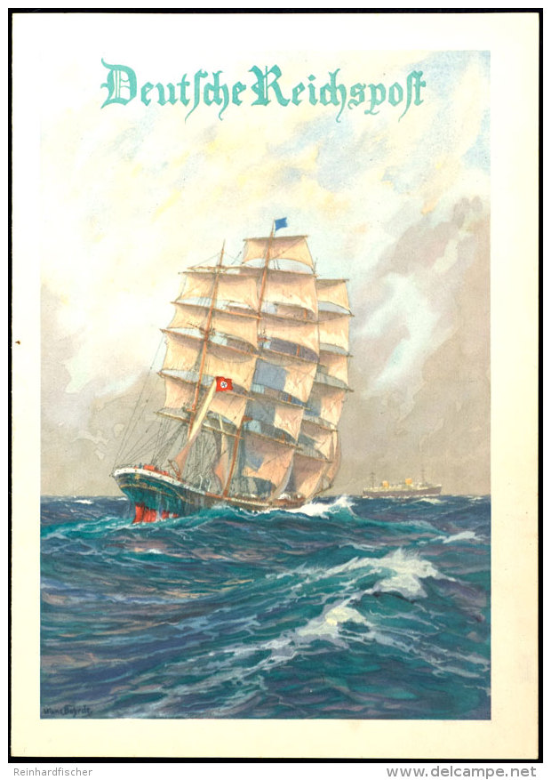 "Segelschiff Mit Hakenkreuzfahne", Schmuckblatt-Telegramm In Tadelloser Erhaltung, Gebraucht, Katalog: C187Lx2... - Other & Unclassified