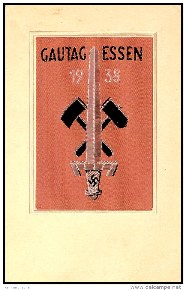 1938, Gautag Essen, Seltene Karte Mit Eingelassenem Seidenstoff, Gute Erhaltung  BF1938, Gau Day To Consume,... - Sonstige & Ohne Zuordnung