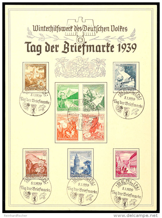 1939, Tag Der Briefmarke, Gedenkblatt Mit Kplt. Satz WHW Und SST BERLIN FAHRPOSTAMT  BS1939, Day Of The Postage... - Sonstige & Ohne Zuordnung