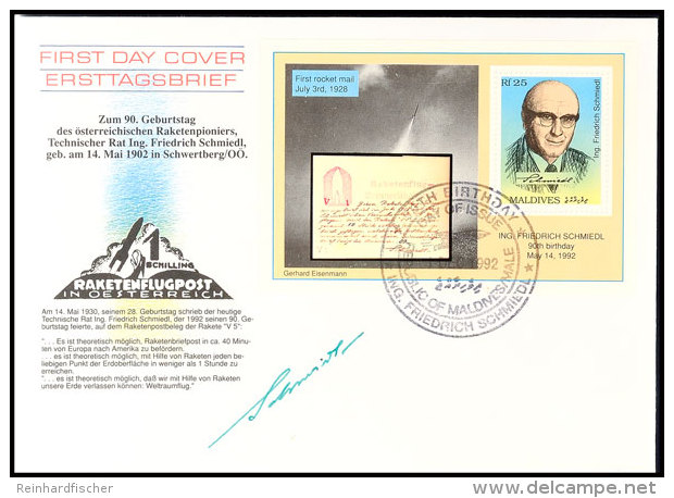 1992, Eigenh&auml;ndige Original-Unterschrift Des Erfinders Der Raketenpost "Friedrich Schmiedl" Auf FDC-Umschlag... - Sonstige & Ohne Zuordnung