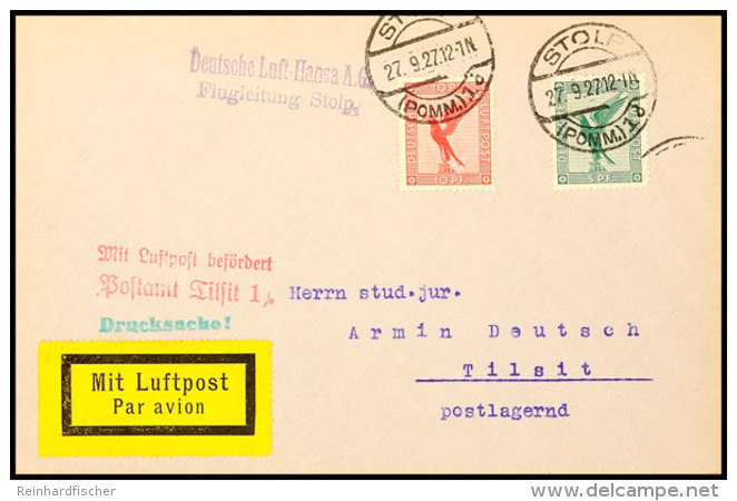 1927, 5 Briefe/Karten Mit Flugleitungsstempel, Dabei STOLP (Mi. B57-01), COTTBUS (Mi. B39-03), K&Ouml;LN (Mi.... - Other & Unclassified