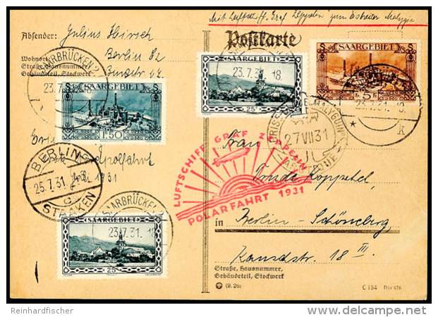 Saarland: 1931, Polarfahrt Bis D. Malygin, Brief Mit R&uuml;ckseitig U.a. 10 Fr. Madonna (Mi.-Nr. 103) Aus... - Other & Unclassified
