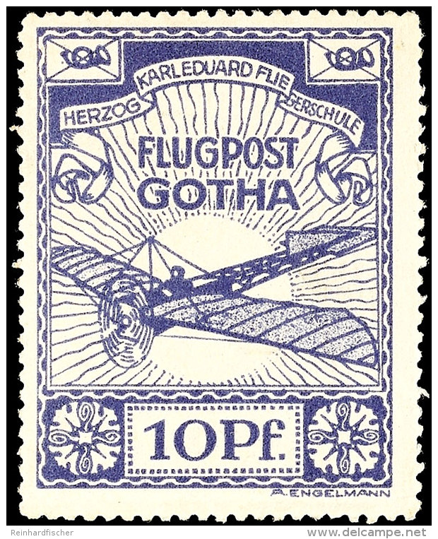 10 Pfg "Flugmarke Der Herzog-Karl-Eduard-Fluegerschule", Flug Gotha - Erfurt, Gez&auml;hnt L14, Tadellos Postfrisch... - Luft- Und Zeppelinpost