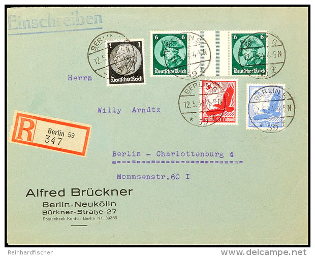 6+Z+6 Pf. Fridericus Mit 10 Und 15 Pf. Flug Und 1 Pf. Hindenburg (Nr. 530/31 U. 512) Portorichtig Auf Orts-R-Brief,... - Other & Unclassified