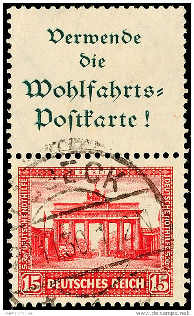 A1+15 Pf., Nothilfe 1930, Senkr. Zusammendruck, Gest. "L&Uuml;BECK 22.11.30", Mi. 150,-, Katalog: S84 OA1 15... - Other & Unclassified