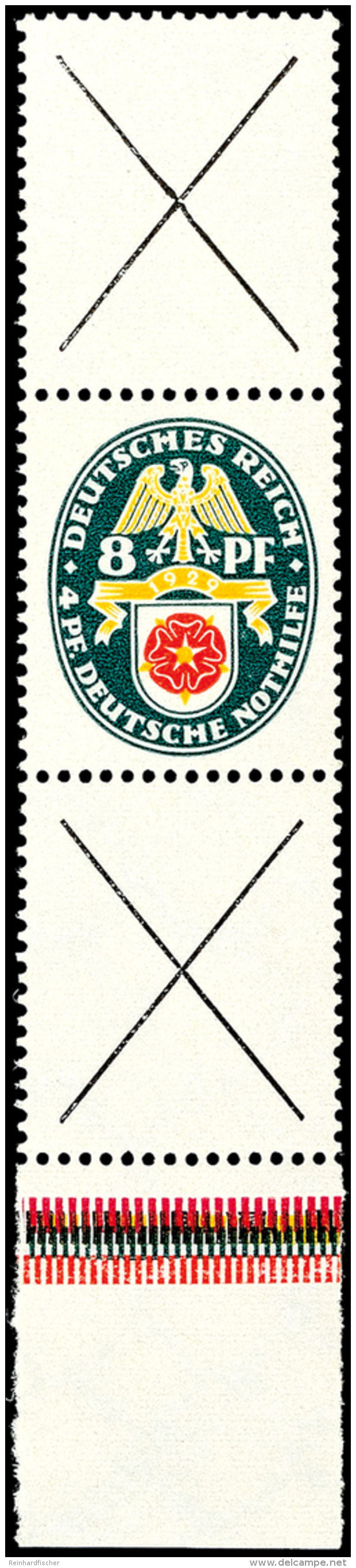 Nothilfe 1929, X + 8 Pfg + X, Senkrechter Zusammendruck, Tadellos Postfrisch, Fotobefund A. Schlegel  BPP (2016):... - Other & Unclassified