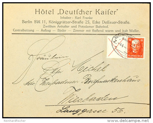 X+15 Pf. Hindenburgspende 1927, Portorichtige Einzelfrankatur Auf Brief (gefaltet) Von BERLIN-FRANKFURT BAHNPOST... - Other & Unclassified