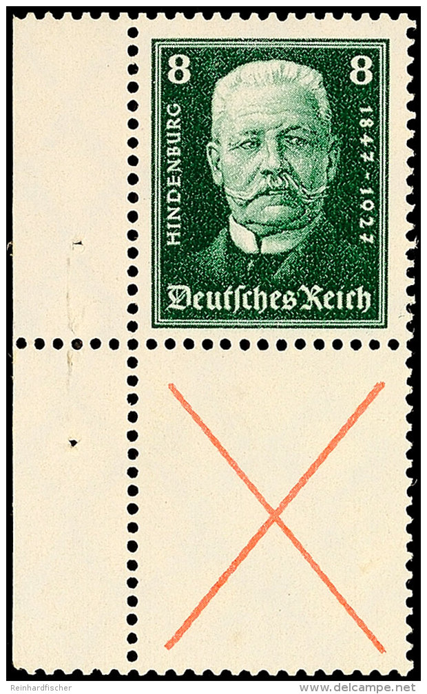 8 Pf.+X, Hindenburgspende 1927, Senkr. Zusammendruck Mit H-Blatt-Rand Postfrisch (unten Herstellungsbedingten... - Other & Unclassified
